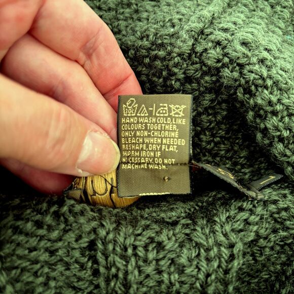 Inis Crafts Womens Merino Wool Cardigan Size L Chunky Cable Knit Sweater Ireland - Picture 4 of 7